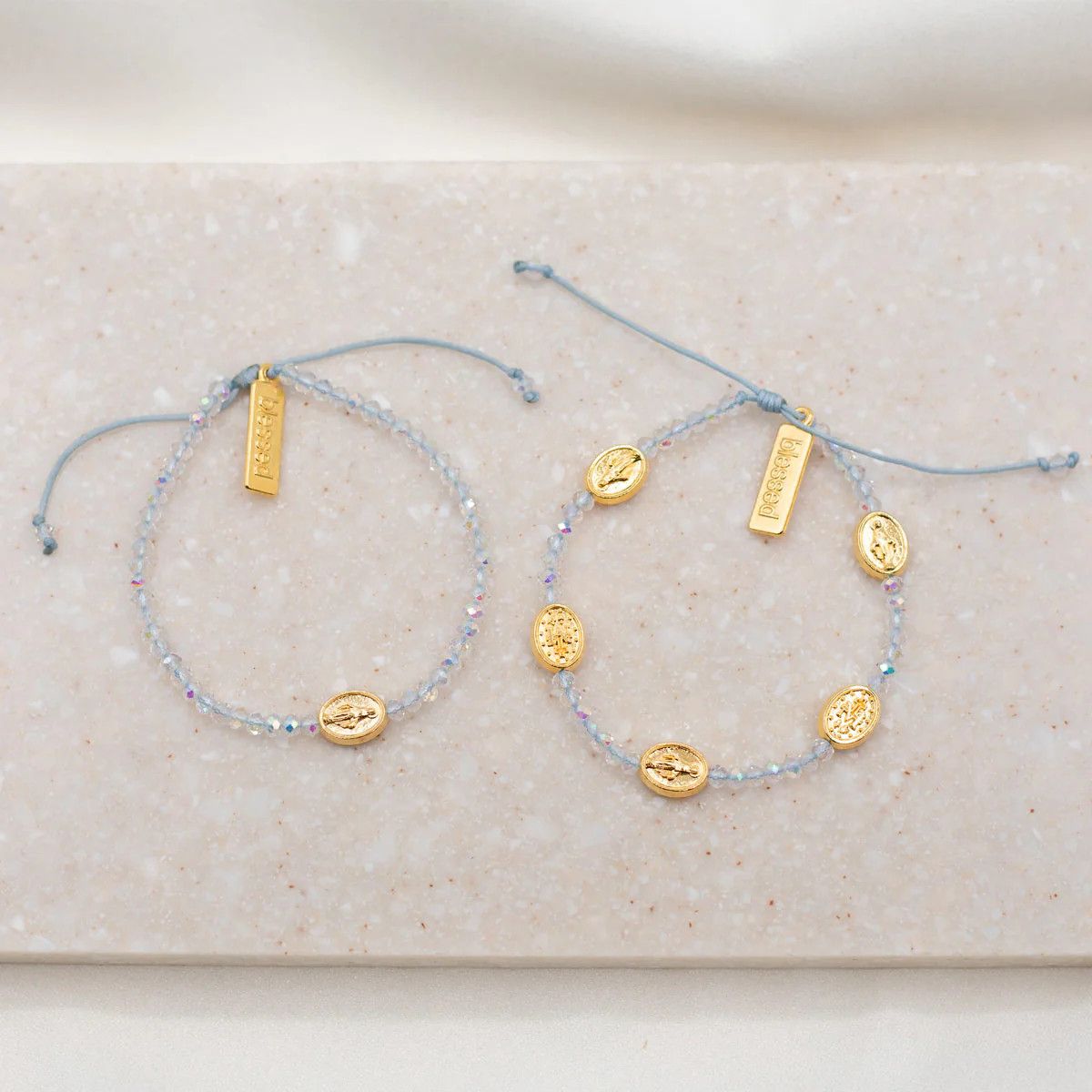 Mother &amp; Daughter Blessing Bracelet Set Gold