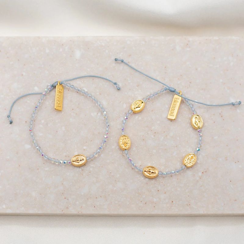 Mother &amp; Daughter Blessing Bracelet Set Gold