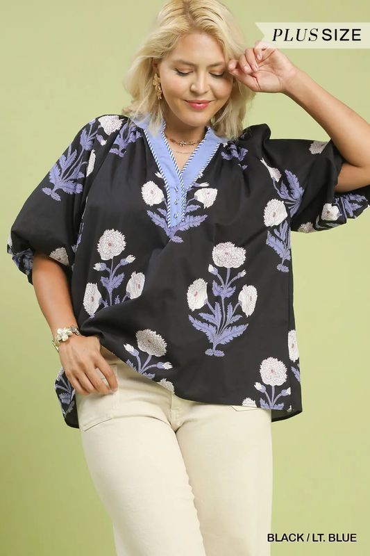 Floral Print V-Neck Top