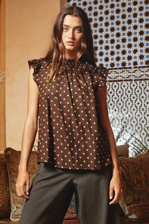 Ruffle Neck and Shoulder Blouse