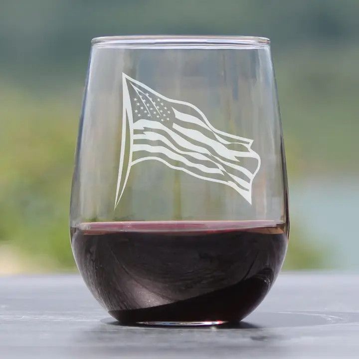 Stemless Wine Glass American Flag