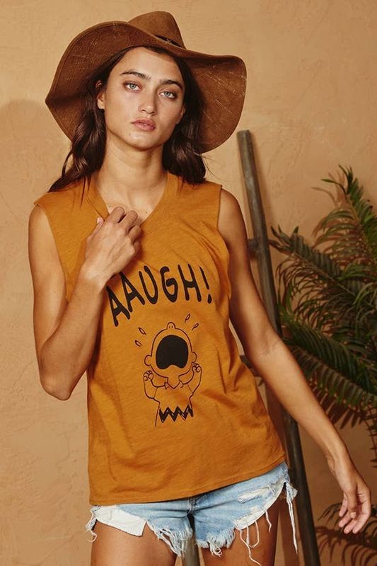 AAUGH Muscle Sleeve Knit Graphic Tank