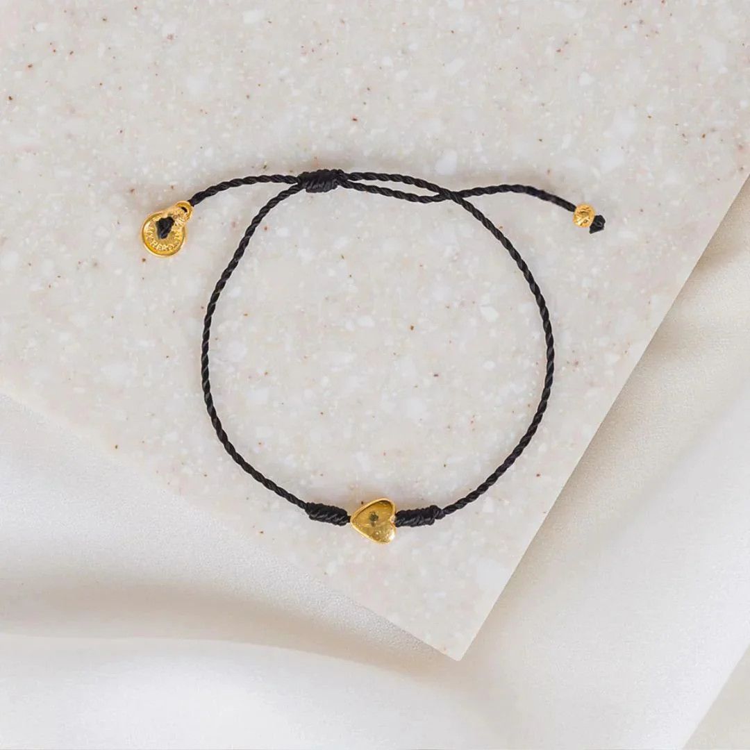 Love Bracelet 1 Heart Bead Gold/Black