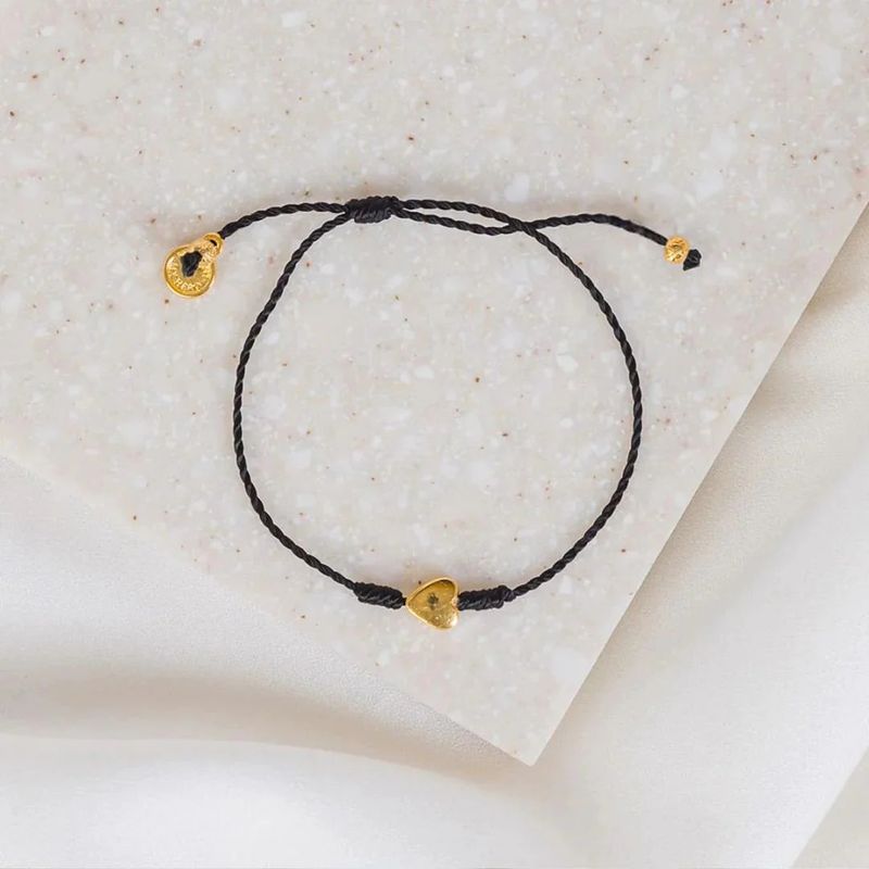 Love Bracelet 1 Heart Bead Gold/Black