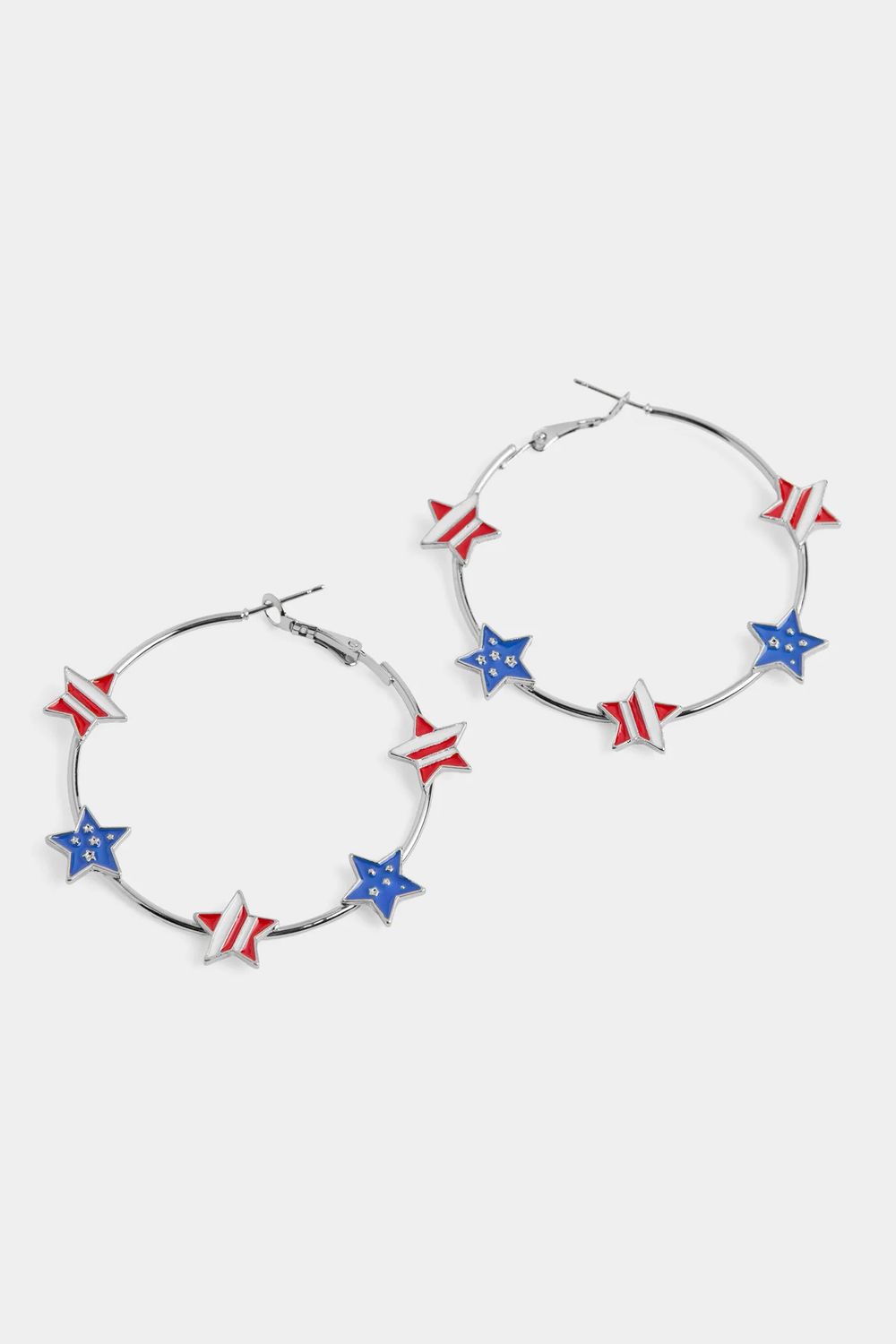 Liberty Stars Hoop Earrings - Silver