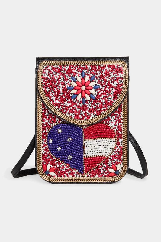 Artisan Beaded Americana - USA Heart