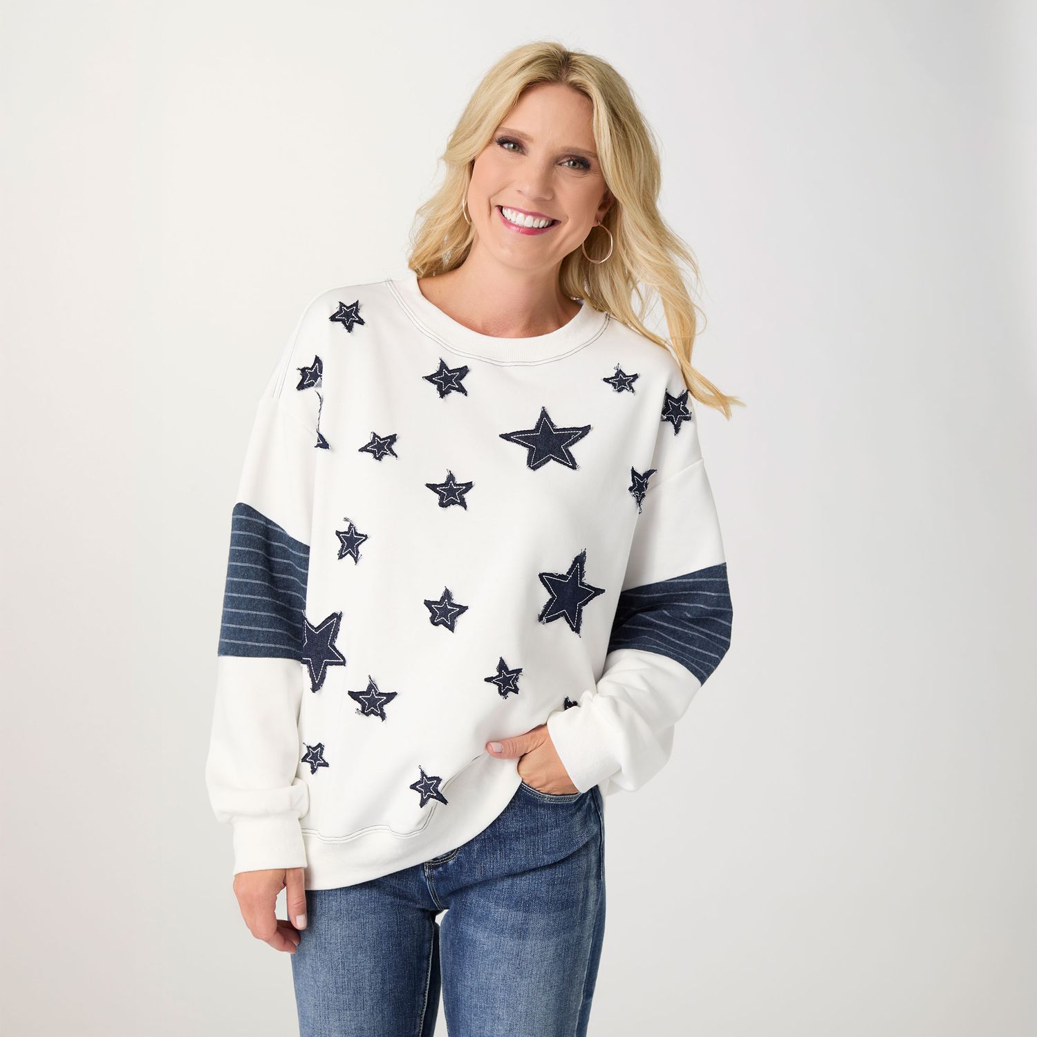 Athena Long Sleeve Star Patch Sweatshirt