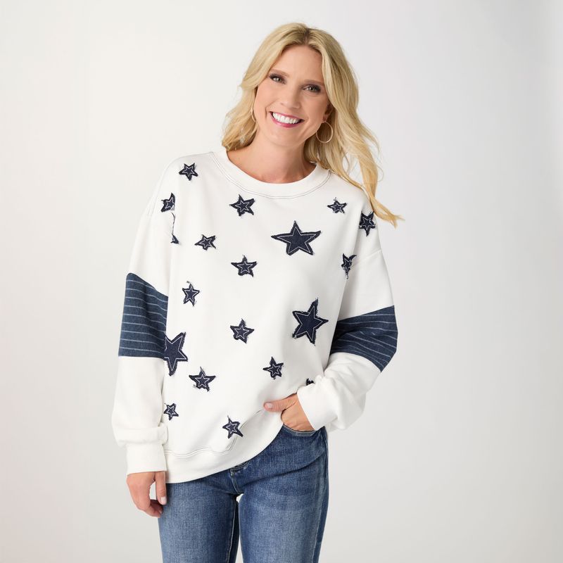 Athena Long Sleeve Star Patch Sweatshirt