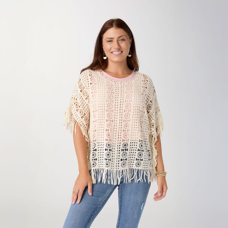 Dakota Crochet Top w/Fringe Natural