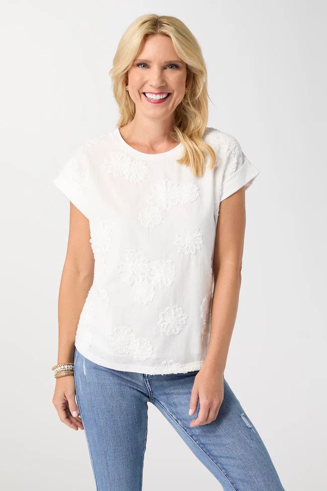 Reese Cap Sleeve Floral Applique