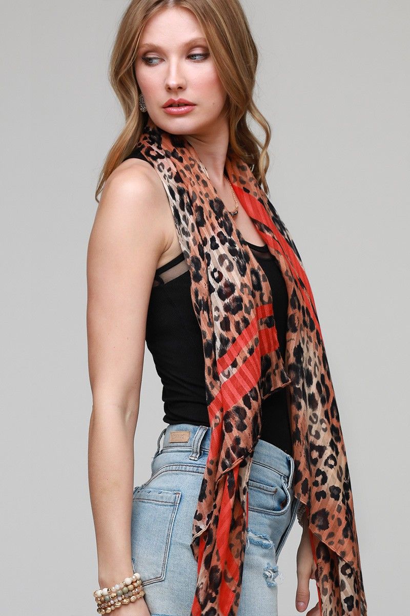 Leopard Scarf Red