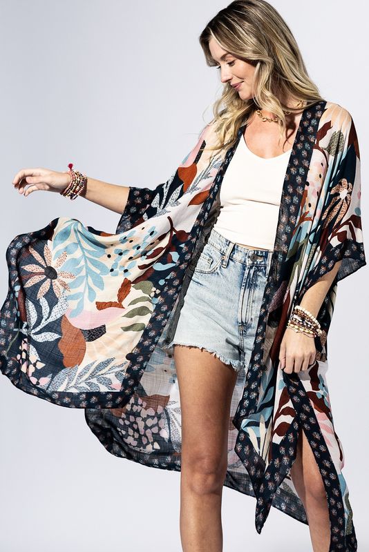 Botanical Border Kimono