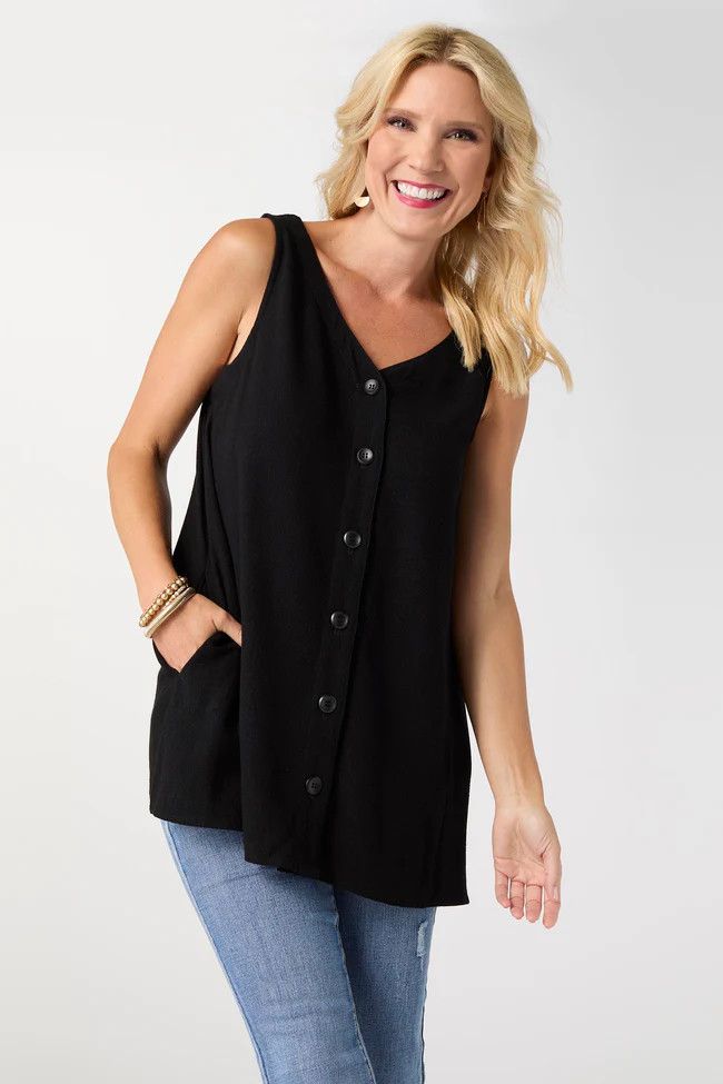 Tessa Reversible Tank with Pockets, Color: Black, Size: XS