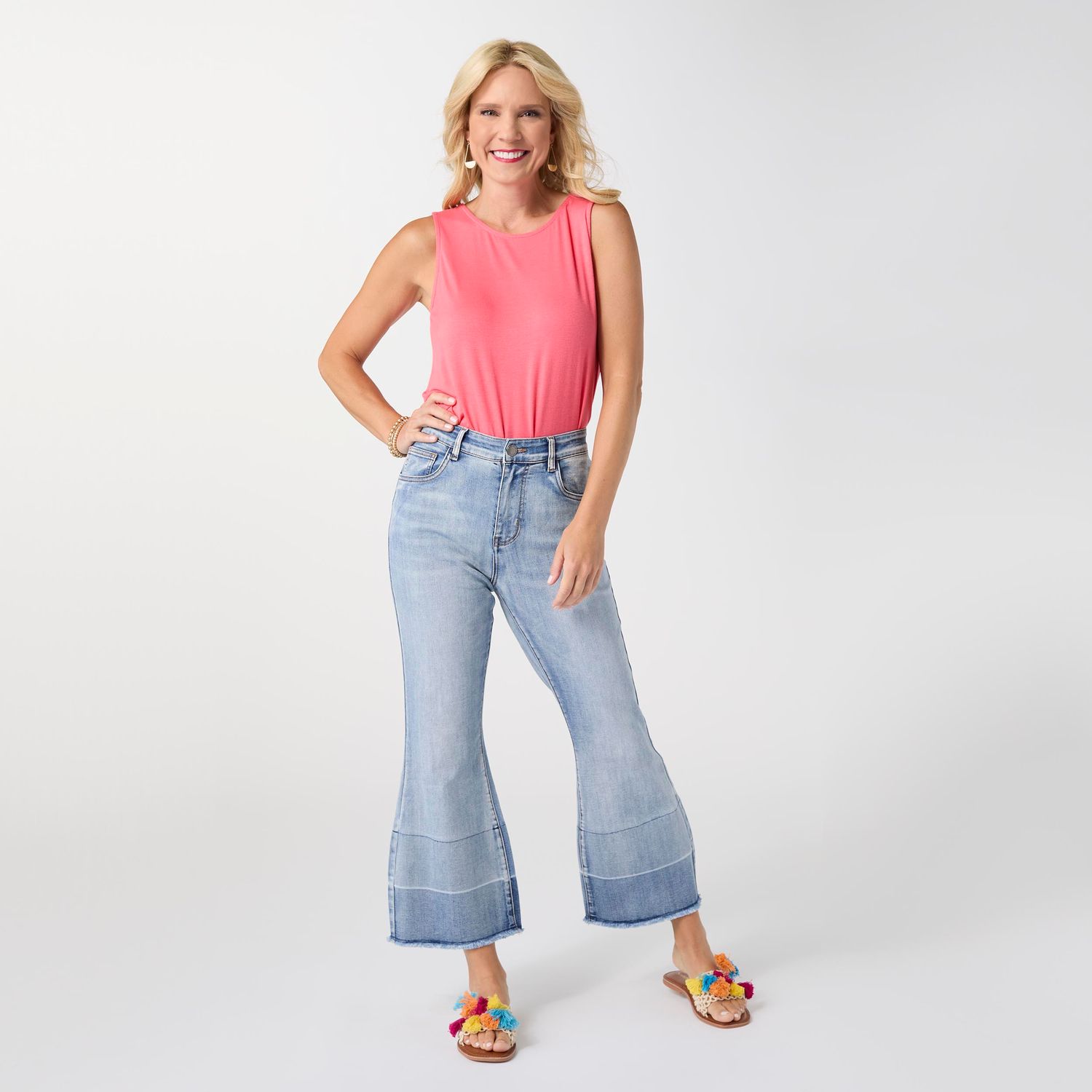 Bambu Soft Flare Crop with Fray Bottom Jeans