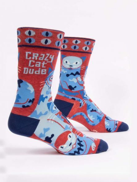 Mens Socks Crazy Cat Dude
