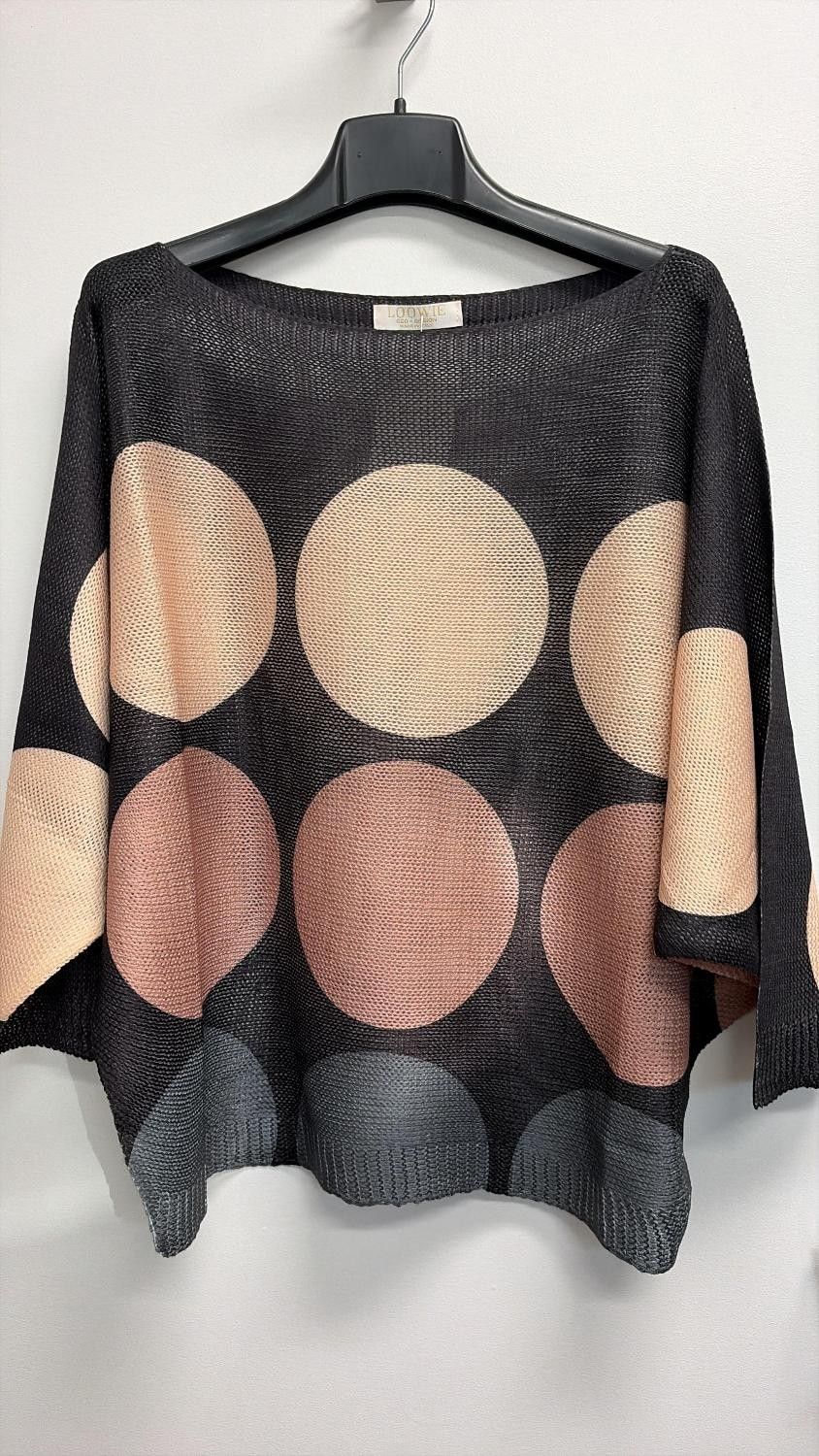 Black Bold Polka Dot Knit Printed Sweater O/S
