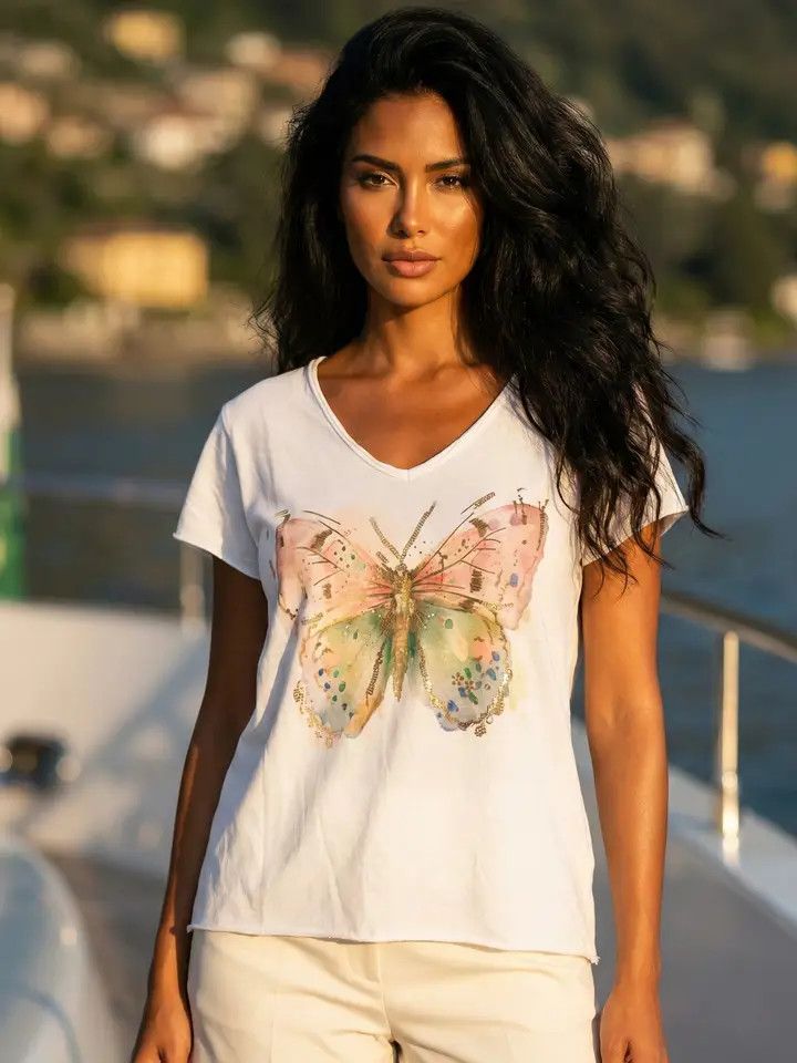 Pastel Butterfly Tee O/S