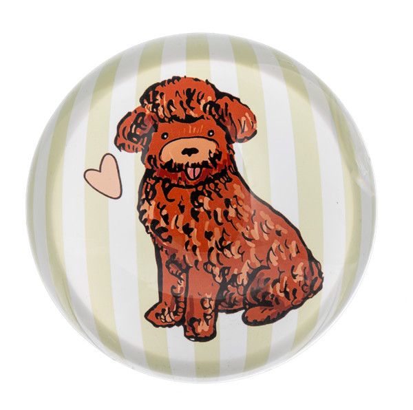 Dog Paperweight Striped Background, Color: Red Curly