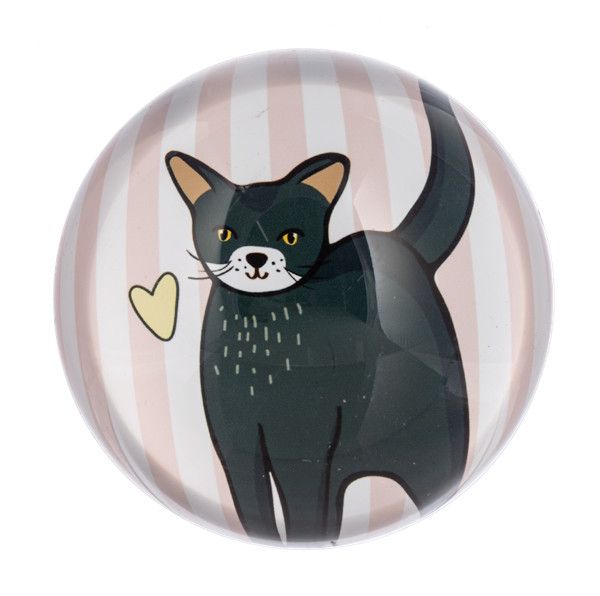 Cat Paperweight Striped Background, Color: Black/White Face