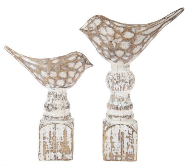 Whitewash Bird On Pedestal (small only)