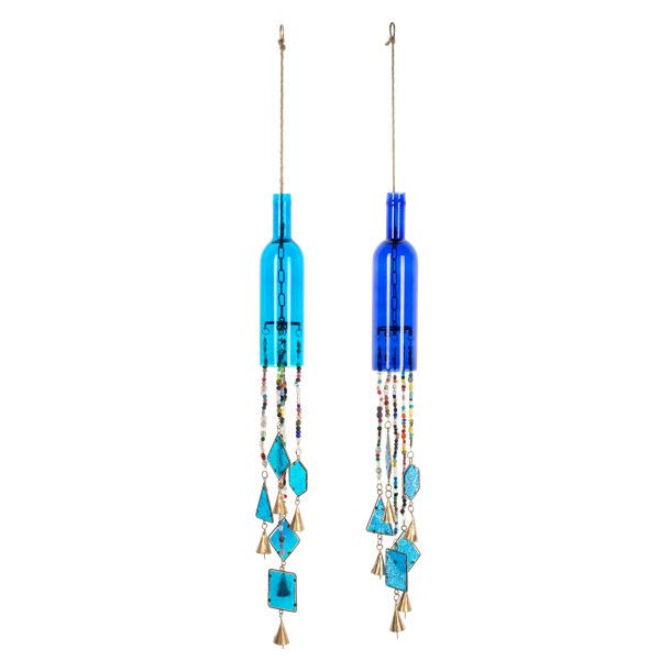 Bottle Windchime w/Beads &amp; Stained Glass