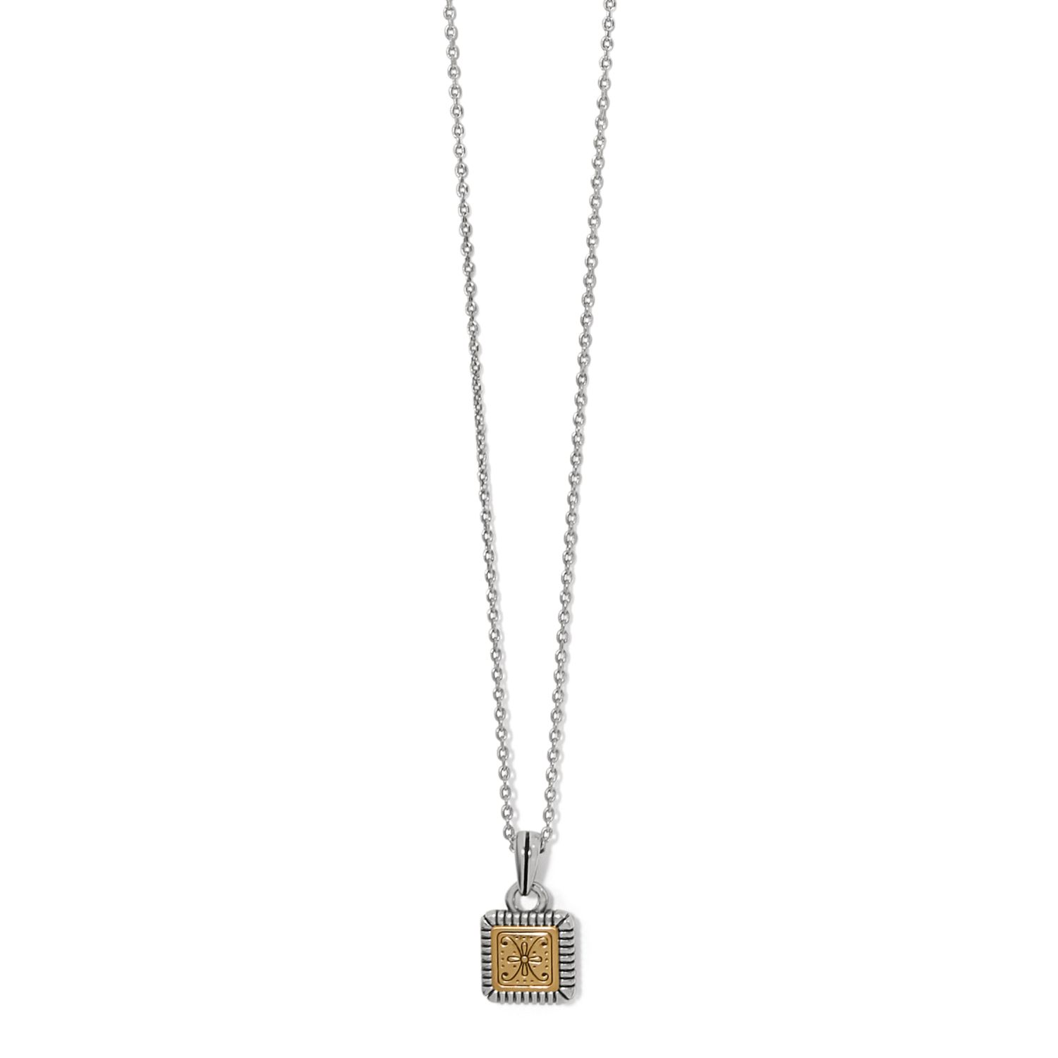 Mosaic Two Tone Mini Tile Necklace - Silver-Gold, OS