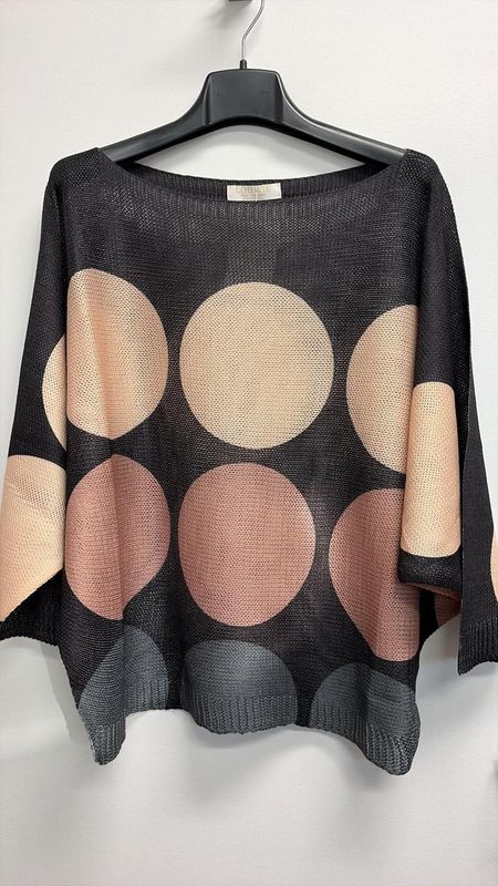 Black Bold Polka Dot Knit Printed Sweater O/S