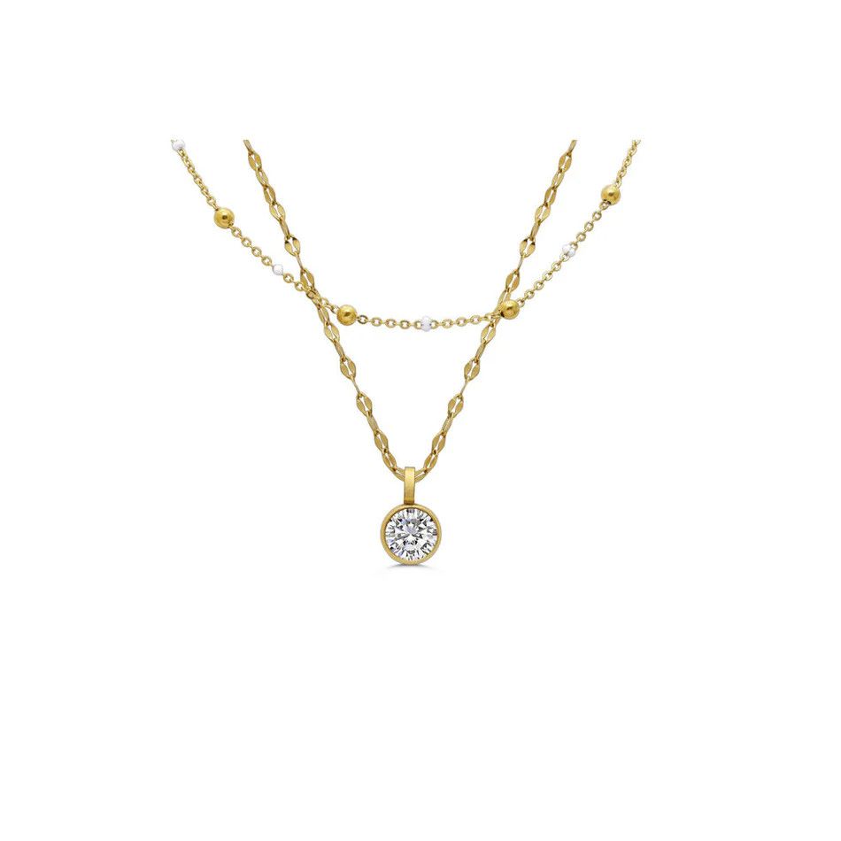 Here’s the Skinny 2 Pack Necklaces Clear/Gold