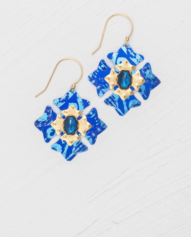 Elizabeth Large Medallion Earrings Sapphire Blue