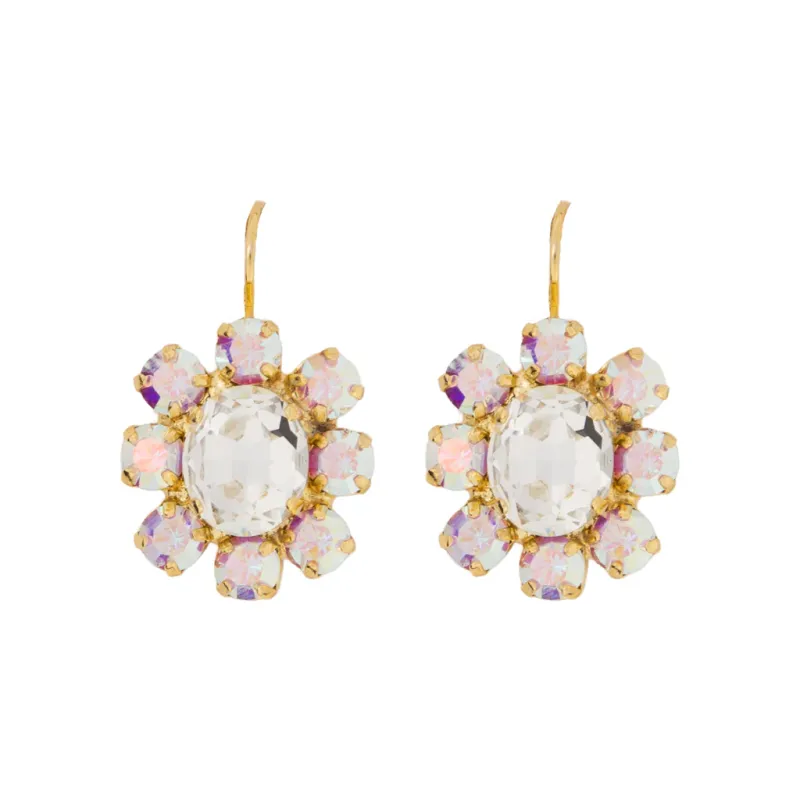 Mariana Large Oval Halo Earrings in "Winds of Change" YG