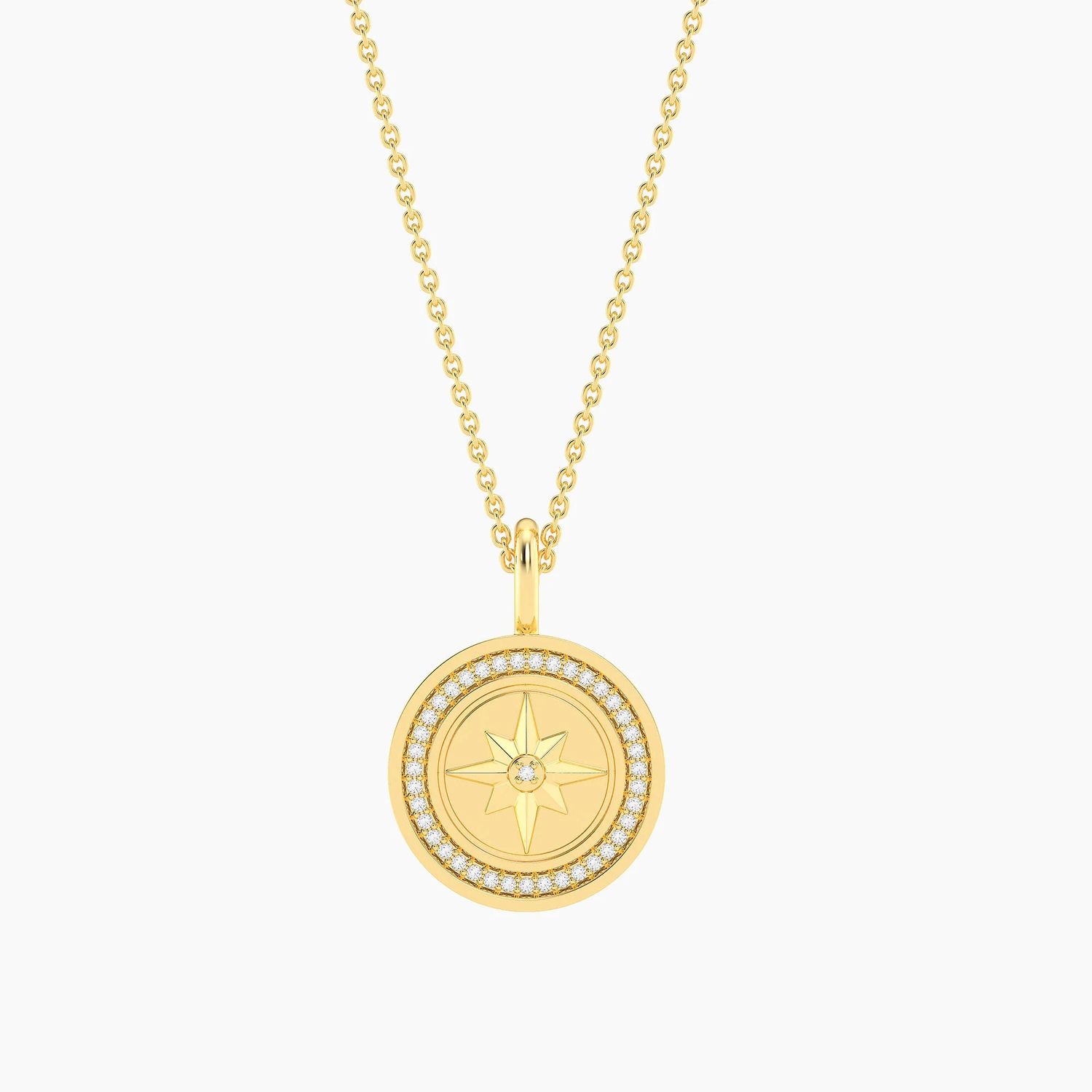 Waterproof Your Own Path Compass Pendant Necklace Gold