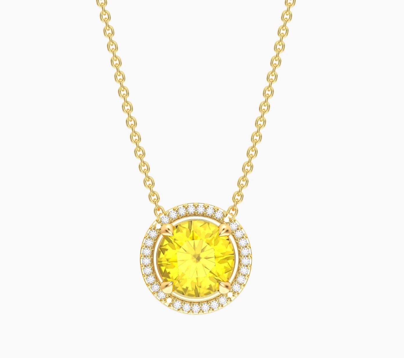 Waterproof Citrine Birthstone Pendant Necklace