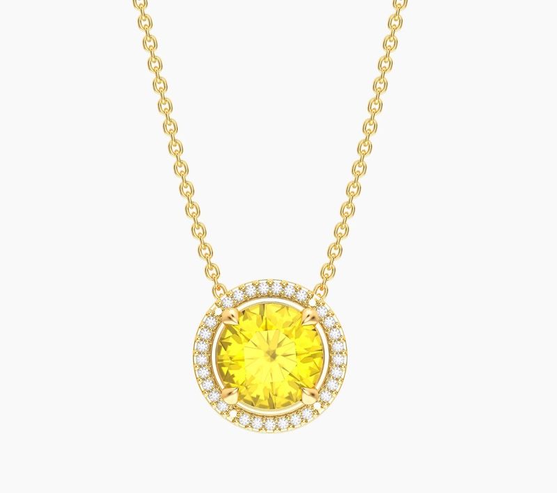 Waterproof Citrine Birthstone Pendant Necklace