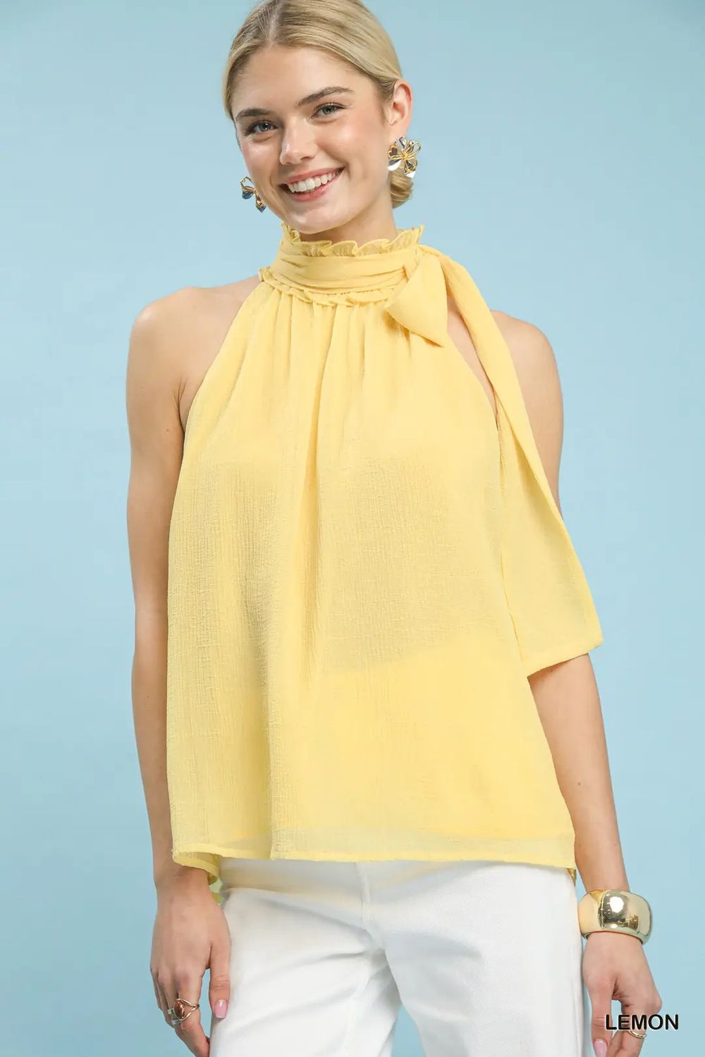 Halter Tie Neck Sleeveless Chiffon Top