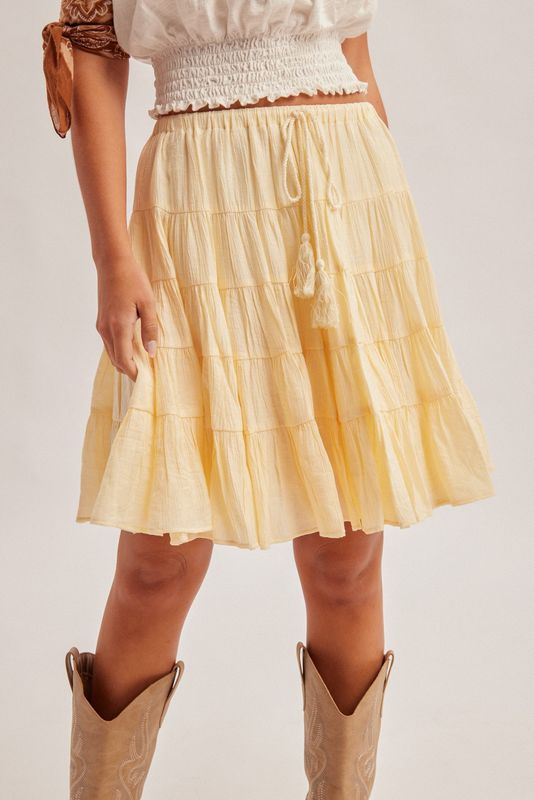 Tiered Midi Skirt With Tassel