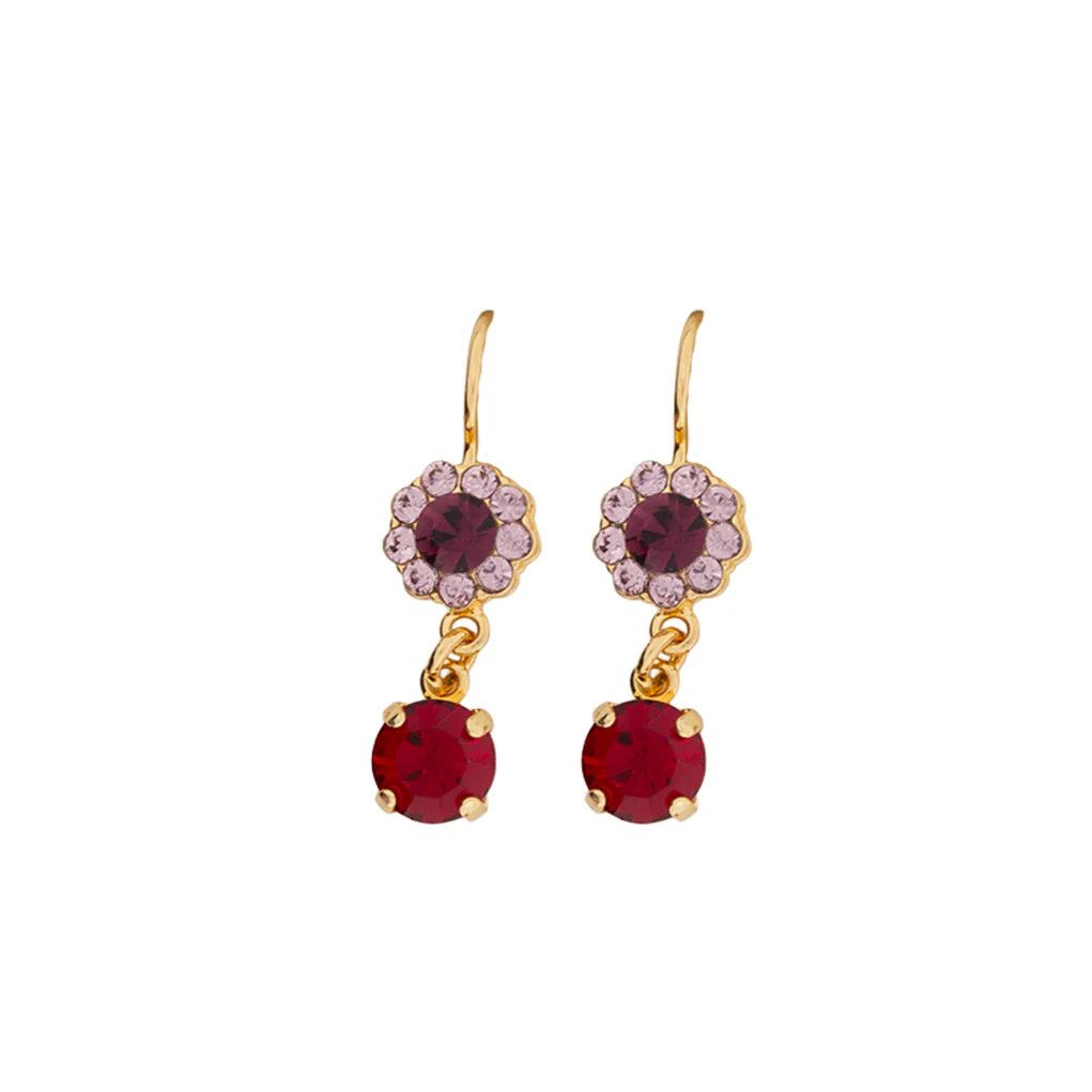 Mariana Cranberry Crush Flower Dangle Earring YG