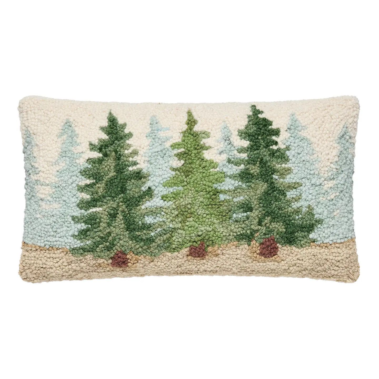 Woodland Pine Trees Hook Pillow 9x16"
