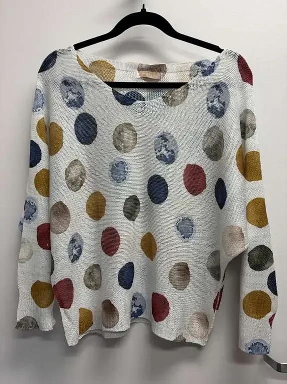 Multicolour Polka Dot Knit Sweater
