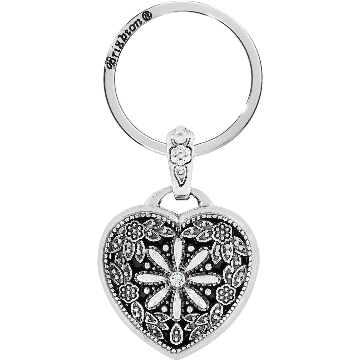 Floral Heart Locket Key Fob