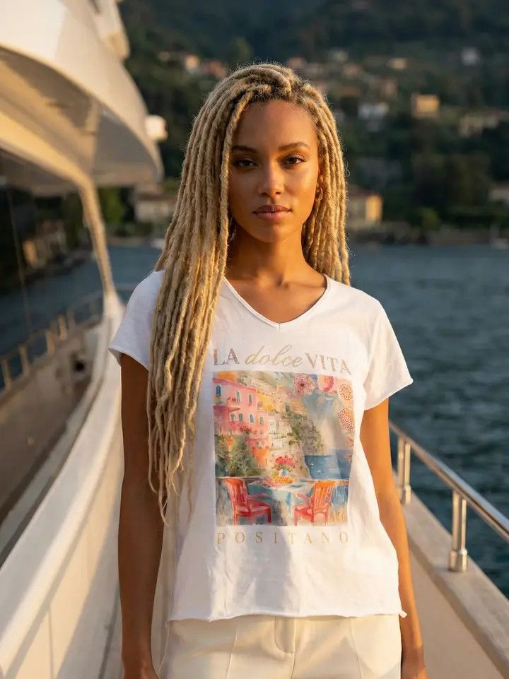Italy Positano Cotton Tee One Size