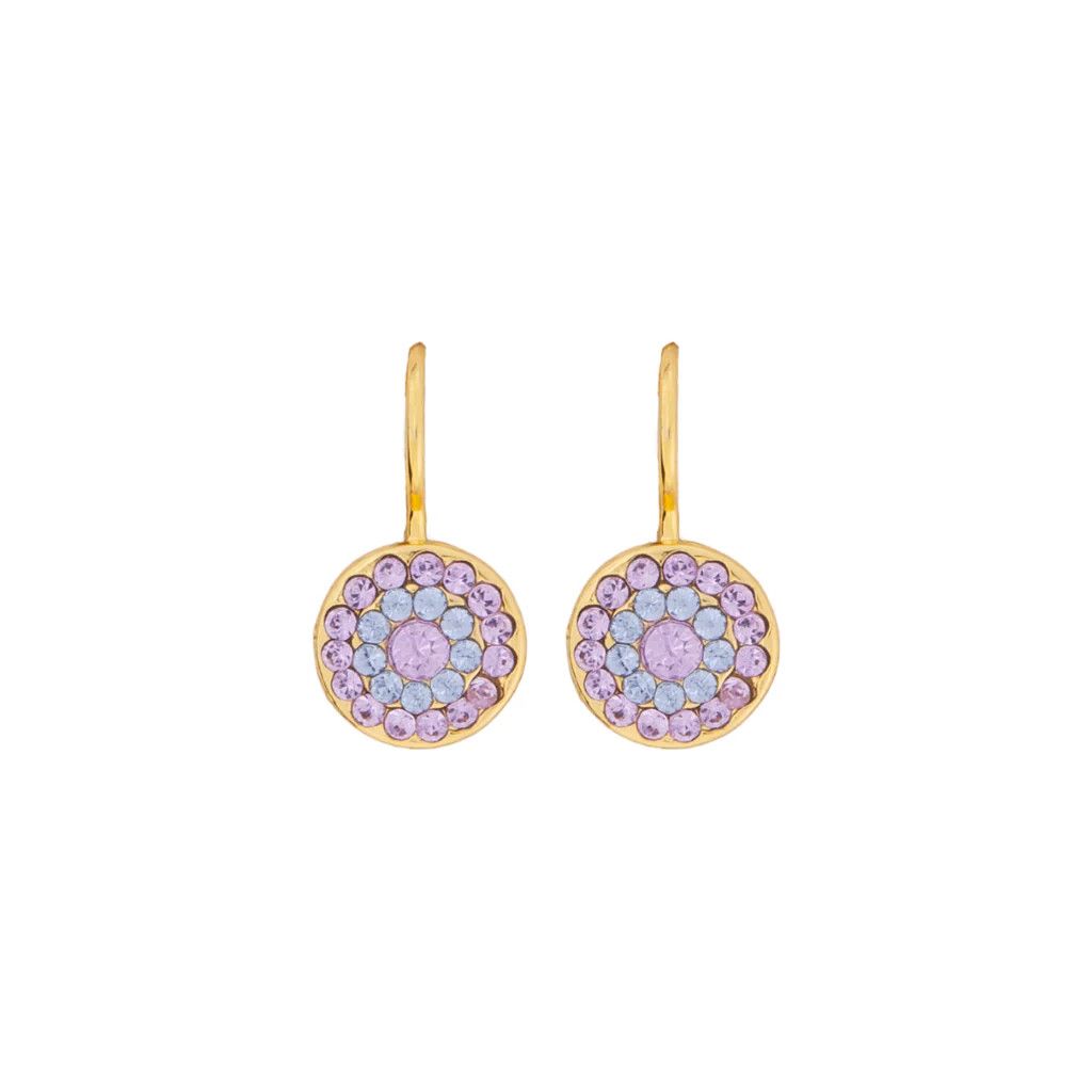 Mariana Petite Pavé Leverback Earrings in "Lavender Fields" YG