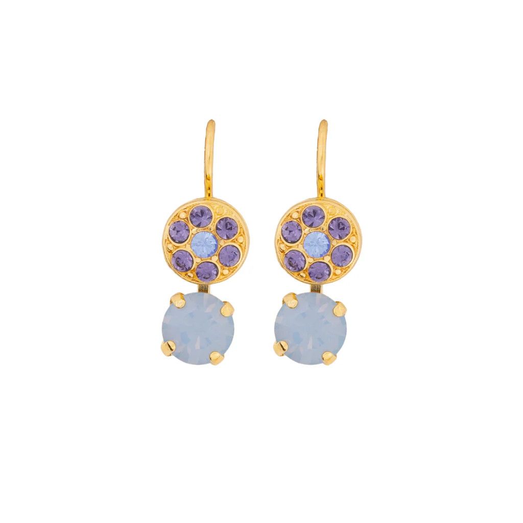 Mariana Blue Flower Gold Earrings