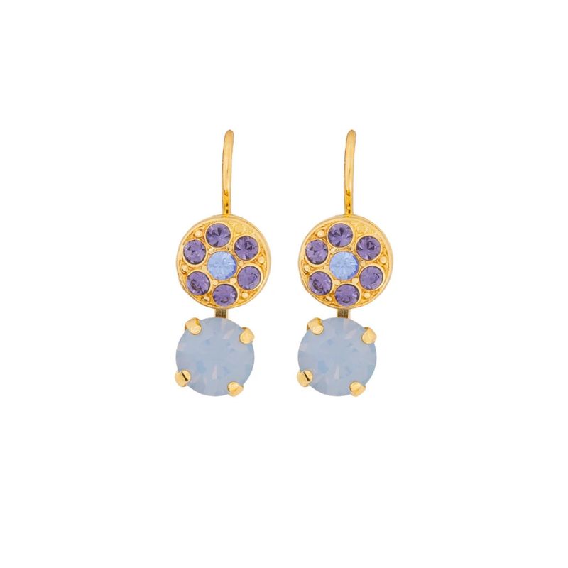 Mariana Blue Flower Gold Earrings
