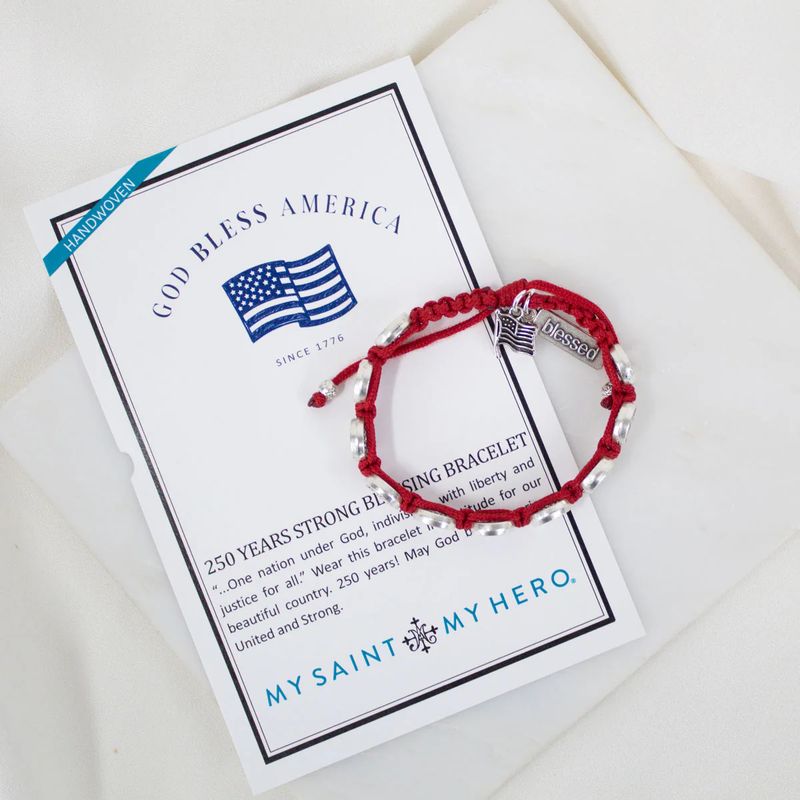 God Bless Am Blessing Bracelet Silver/Red