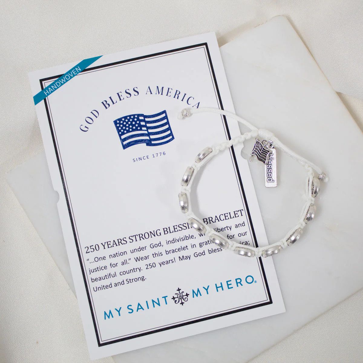 God Bless Am Blessing Bracelet Silver/White
