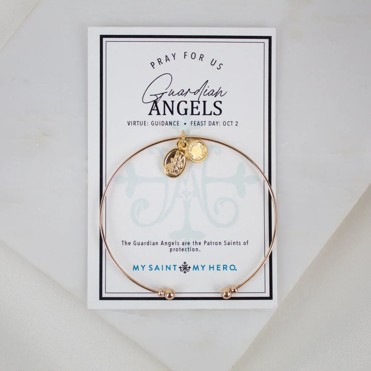 Whisper Bangle St Michael/Guardian Angel Gold