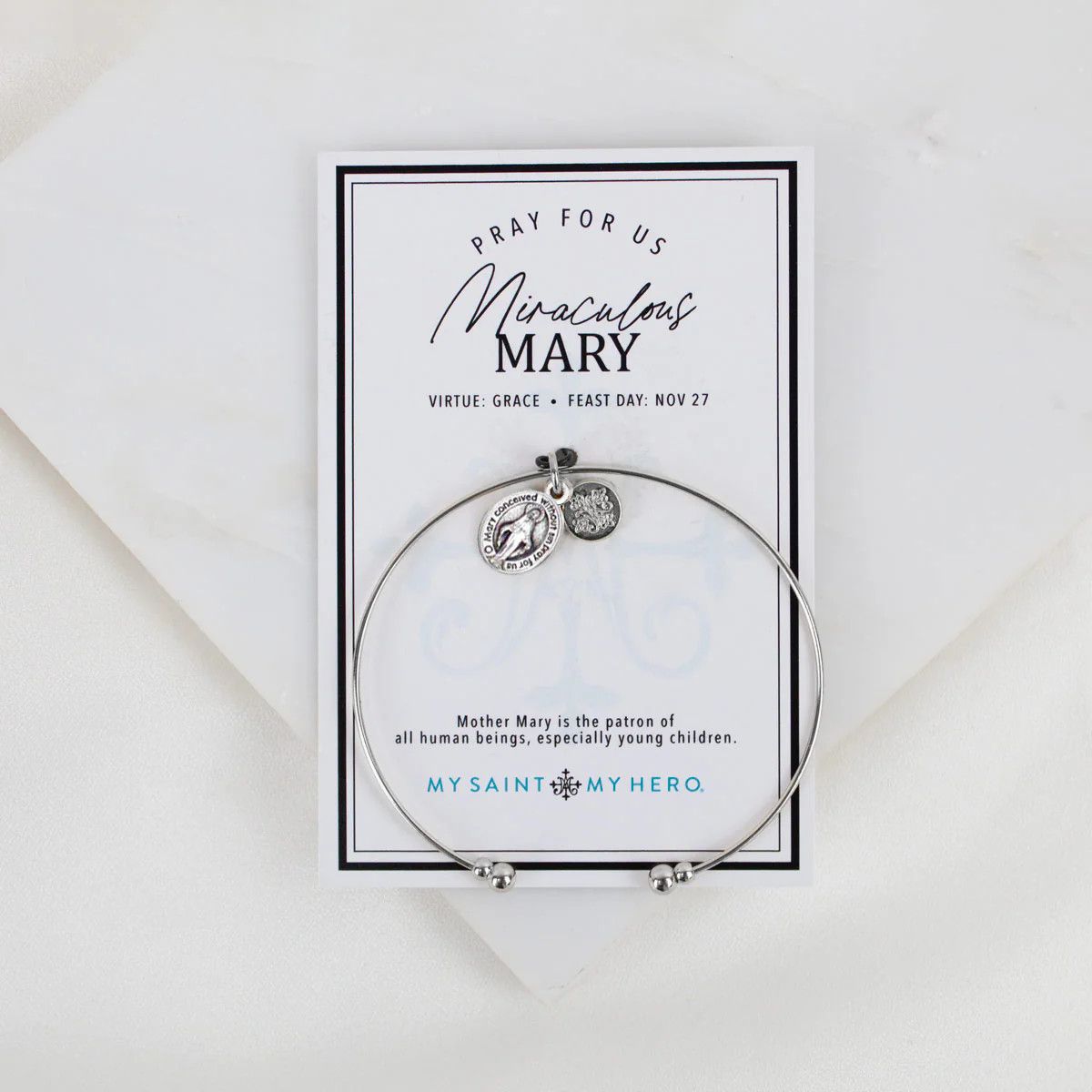 Whisper Bangle Miraculous Mary Silver