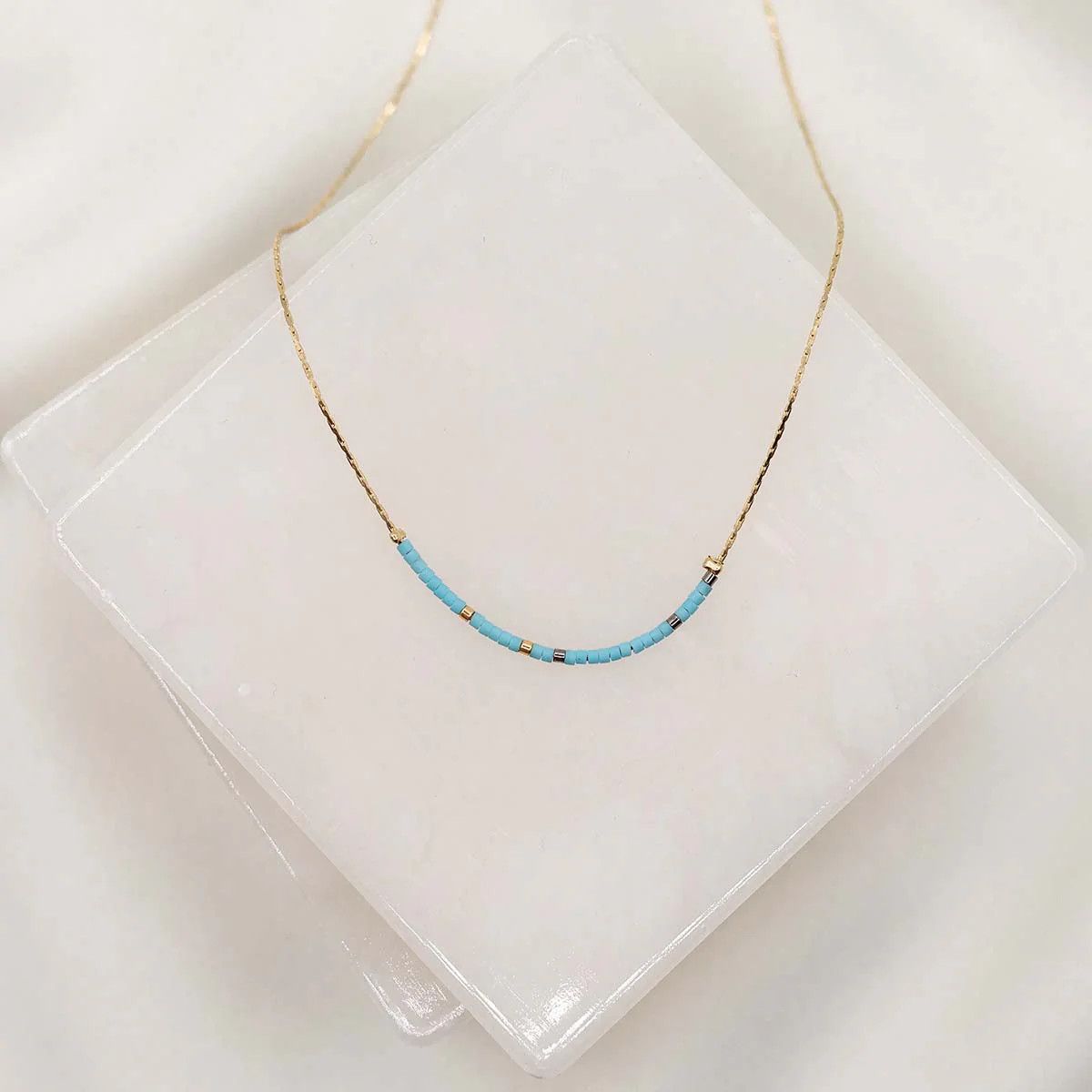 Blessed Is She Morse Code Necklace Gold