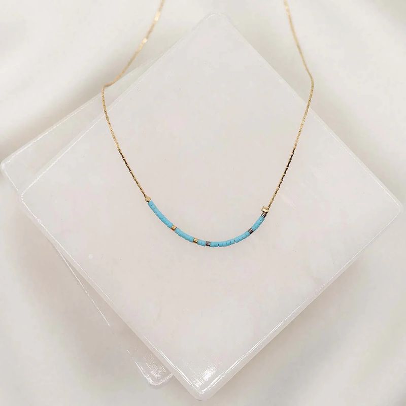 Blessed Is She Morse Code Necklace Gold