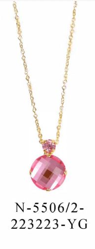Mariana Extra Luxurious Double Stone Necklace YG Pink